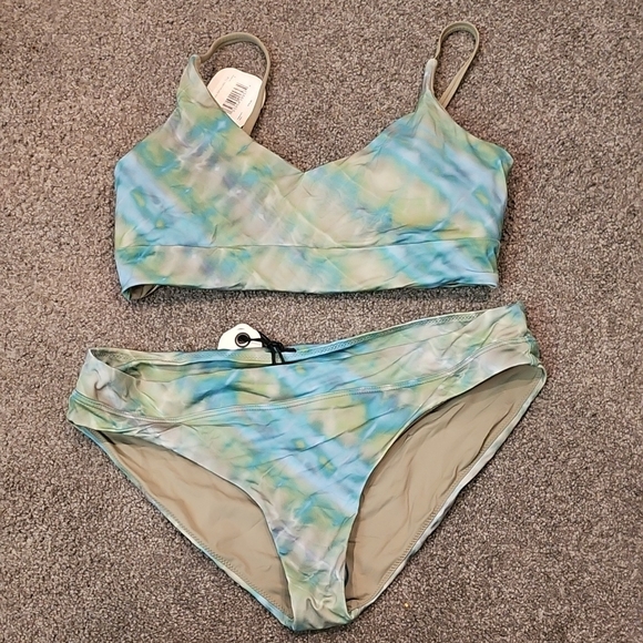 NWT Prana Blue and Green Tie-Dye Bikini, size small and medium - Picture 1 of 7
